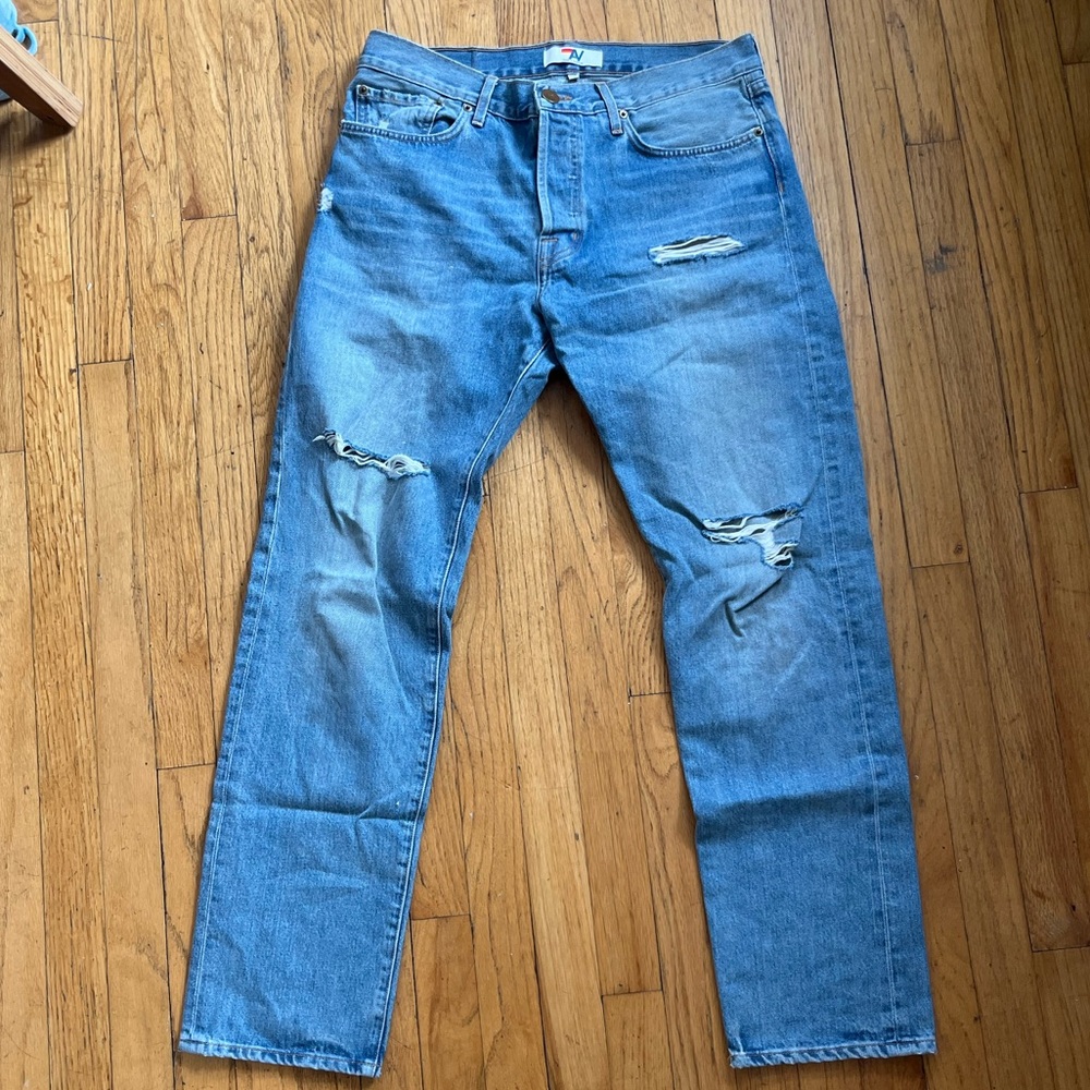 Aviator Nation Blue Distressed Boyfriend Jeans